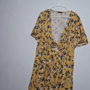 SHEIN Yellow Floral Mini Dress size 2xl